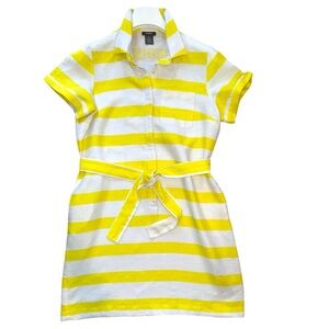 Neiman Marcus Linen Yellow Striped Shirt Dress Travel Resort EUC Size XL